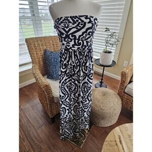 Vanilla Bay Damask Strapless Maxi Dress Women’s Size M Resort Beach